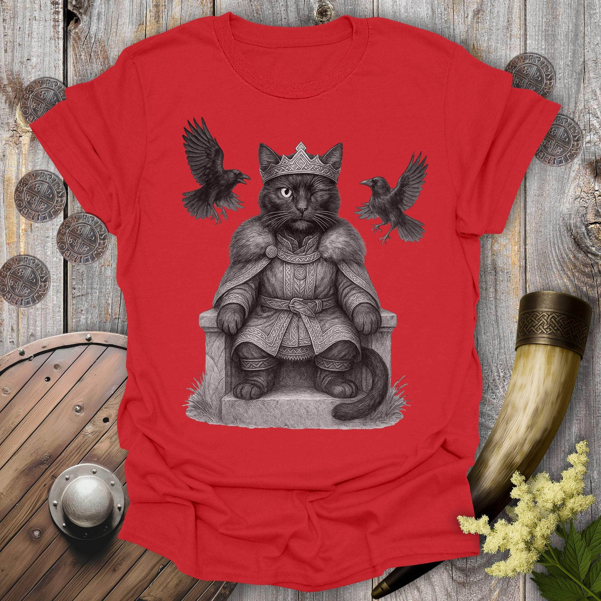 T-Shirt Red / S Odin the Cat God T-Shirt