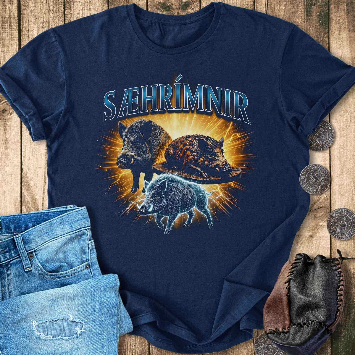 T-Shirt Saehrimnir Hog Bootleg Shirt - Funny Norse Mythology T-shirt Unisex Sizes S-2XL Funny Shirt Gift