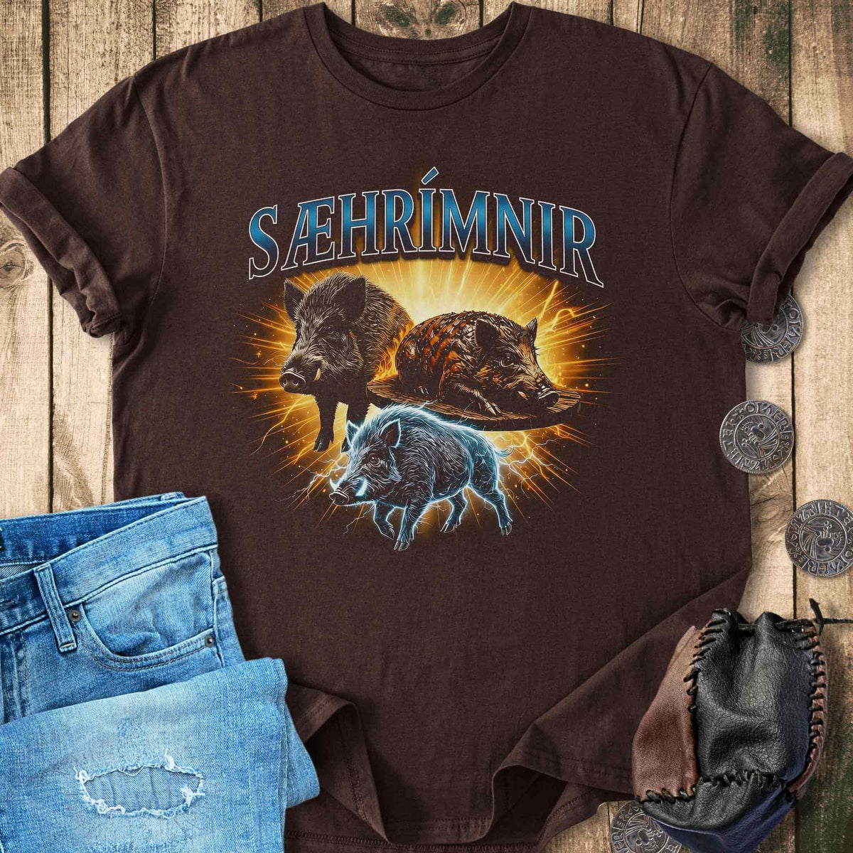 T-Shirt Saehrimnir Hog Bootleg Shirt - Funny Norse Mythology T-shirt Unisex Sizes S-2XL Funny Shirt Gift