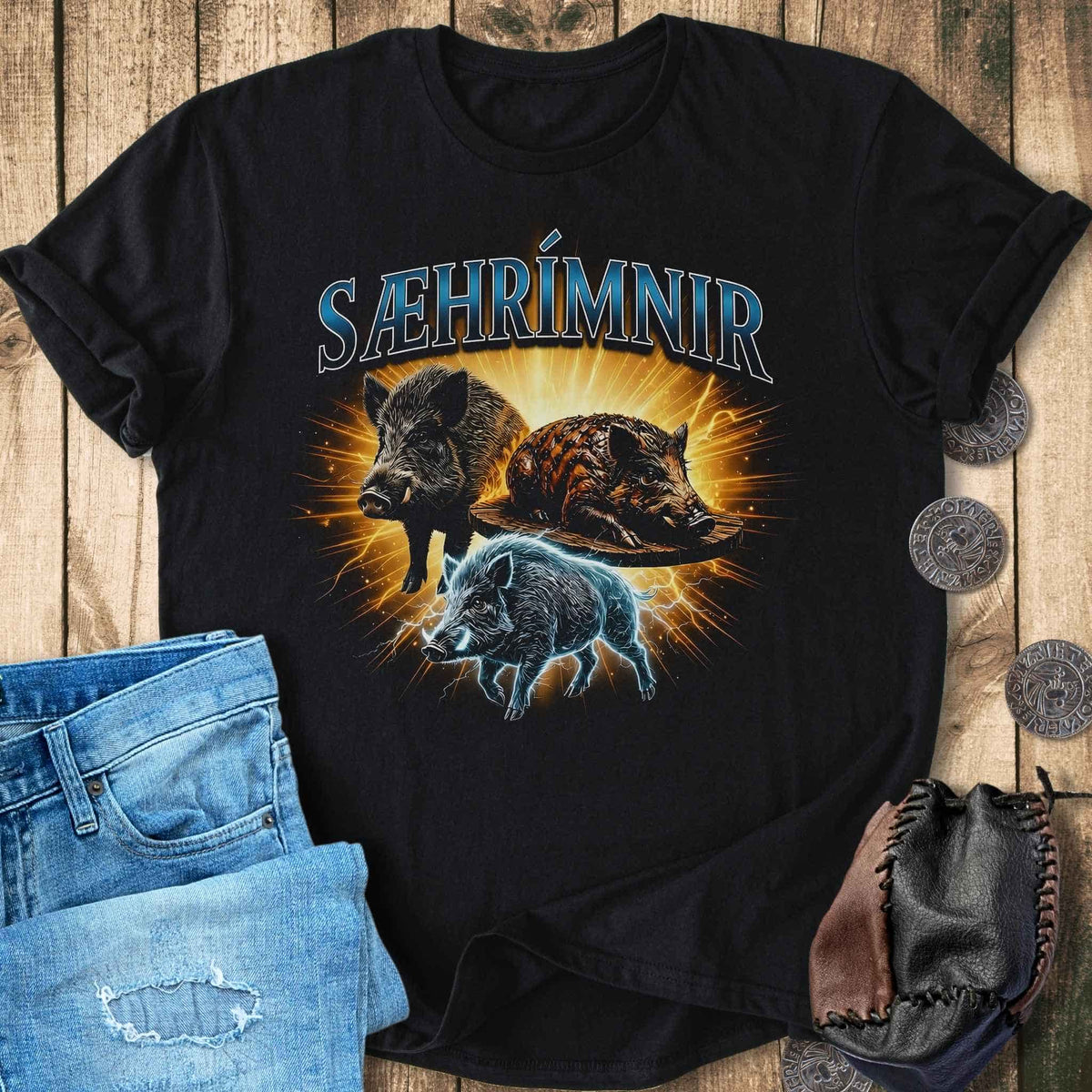 T-Shirt Saehrimnir Hog Bootleg Shirt - Funny Norse Mythology T-shirt Unisex Sizes S-2XL Funny Shirt Gift