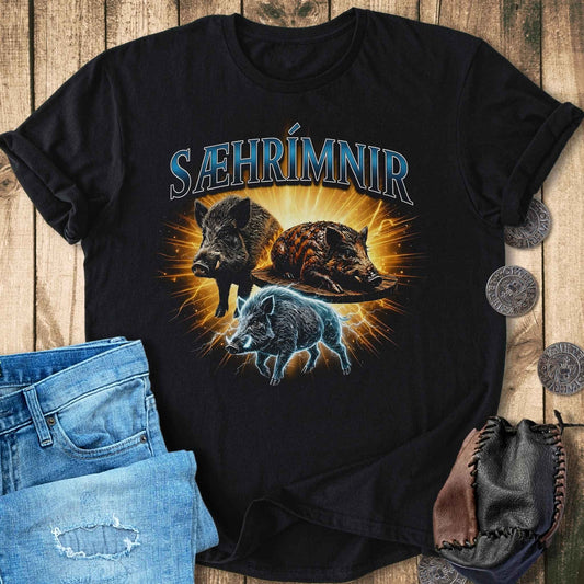 T-Shirt Saehrimnir Hog Bootleg Shirt - Funny Norse Mythology T-shirt Unisex Sizes S-2XL Funny Shirt Gift