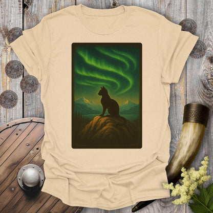 T-Shirt Sand / S Black Cat & Northern Lights T-shirt