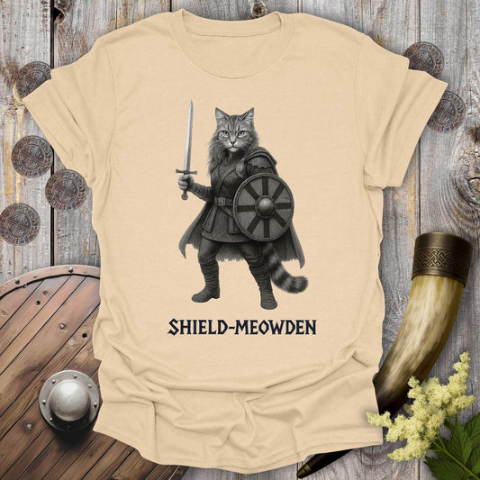 T-Shirt Sand / S Shield-Meowden Viking Cat T-Shirt