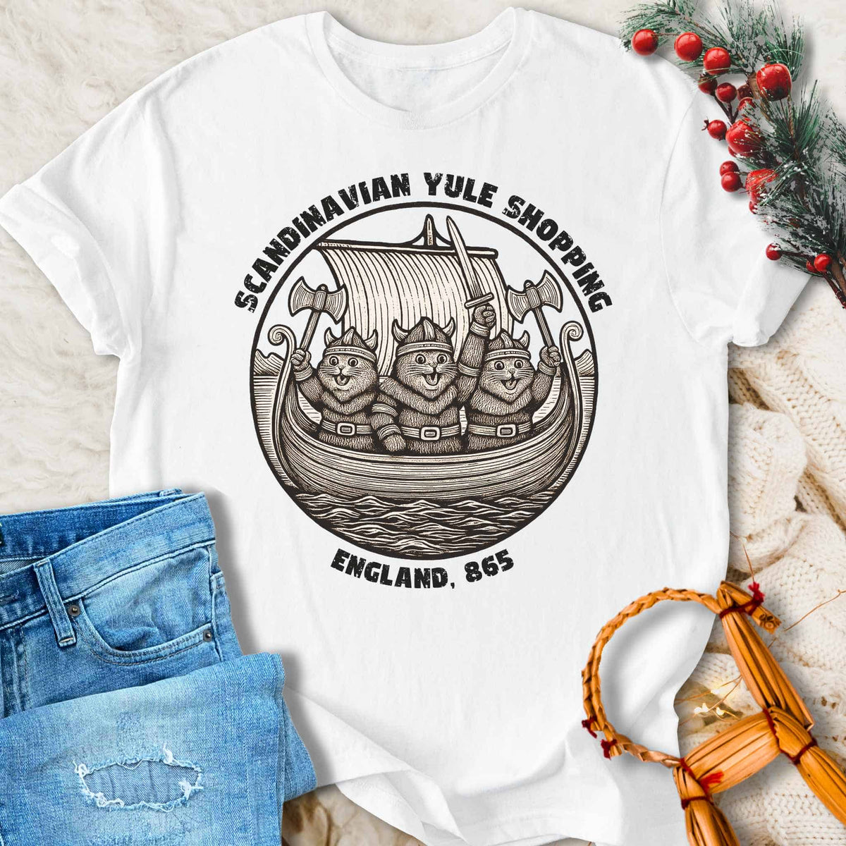 T-Shirt Scandinavian Yule Shopping - Funny Scandinavian Yule T-shirt Unisex Sizes S-2XL Funny Shirt Gift