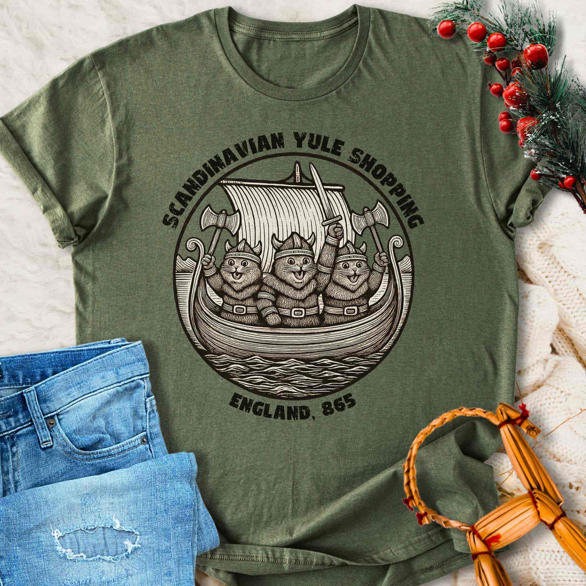 T-Shirt Scandinavian Yule Shopping - Funny Scandinavian Yule T-shirt Unisex Sizes S-2XL Funny Shirt Gift