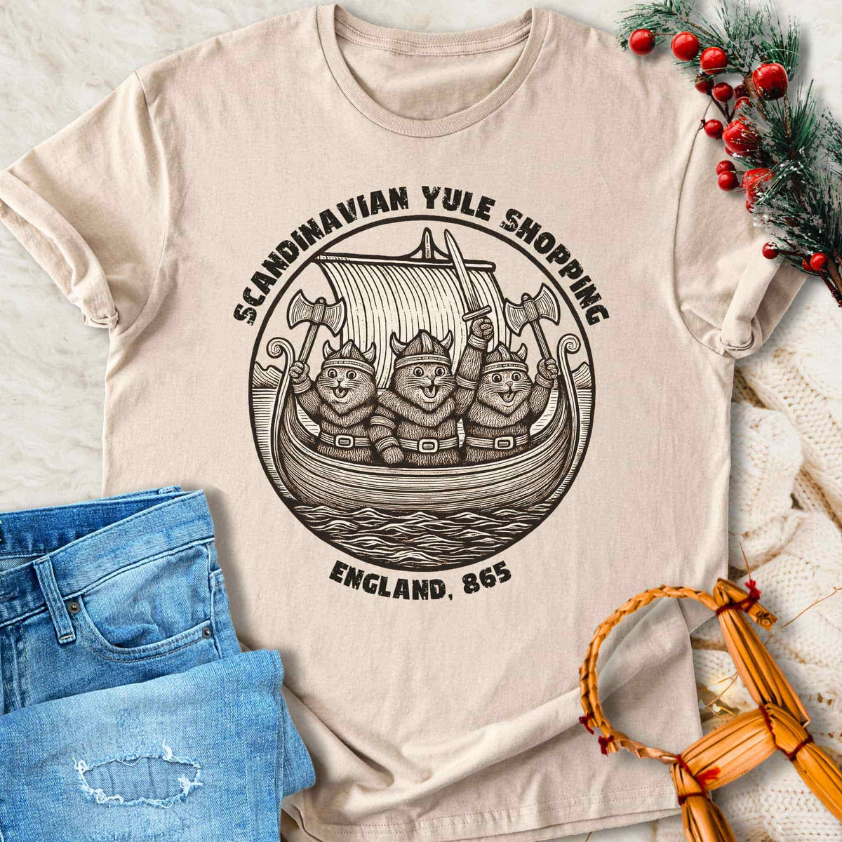 T-Shirt Scandinavian Yule Shopping - Funny Scandinavian Yule T-shirt Unisex Sizes S-2XL Funny Shirt Gift