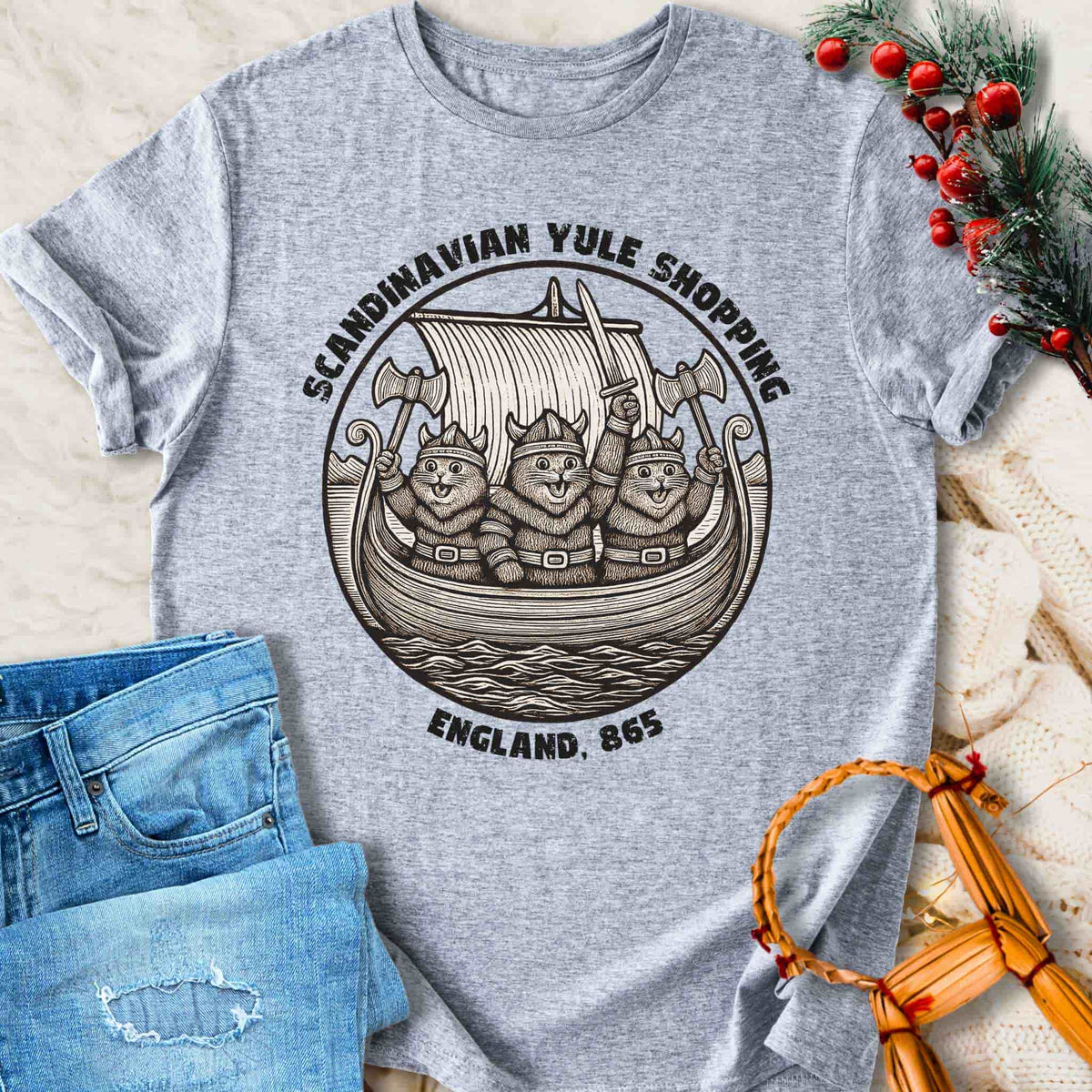 T-Shirt Scandinavian Yule Shopping - Funny Scandinavian Yule T-shirt Unisex Sizes S-2XL Funny Shirt Gift