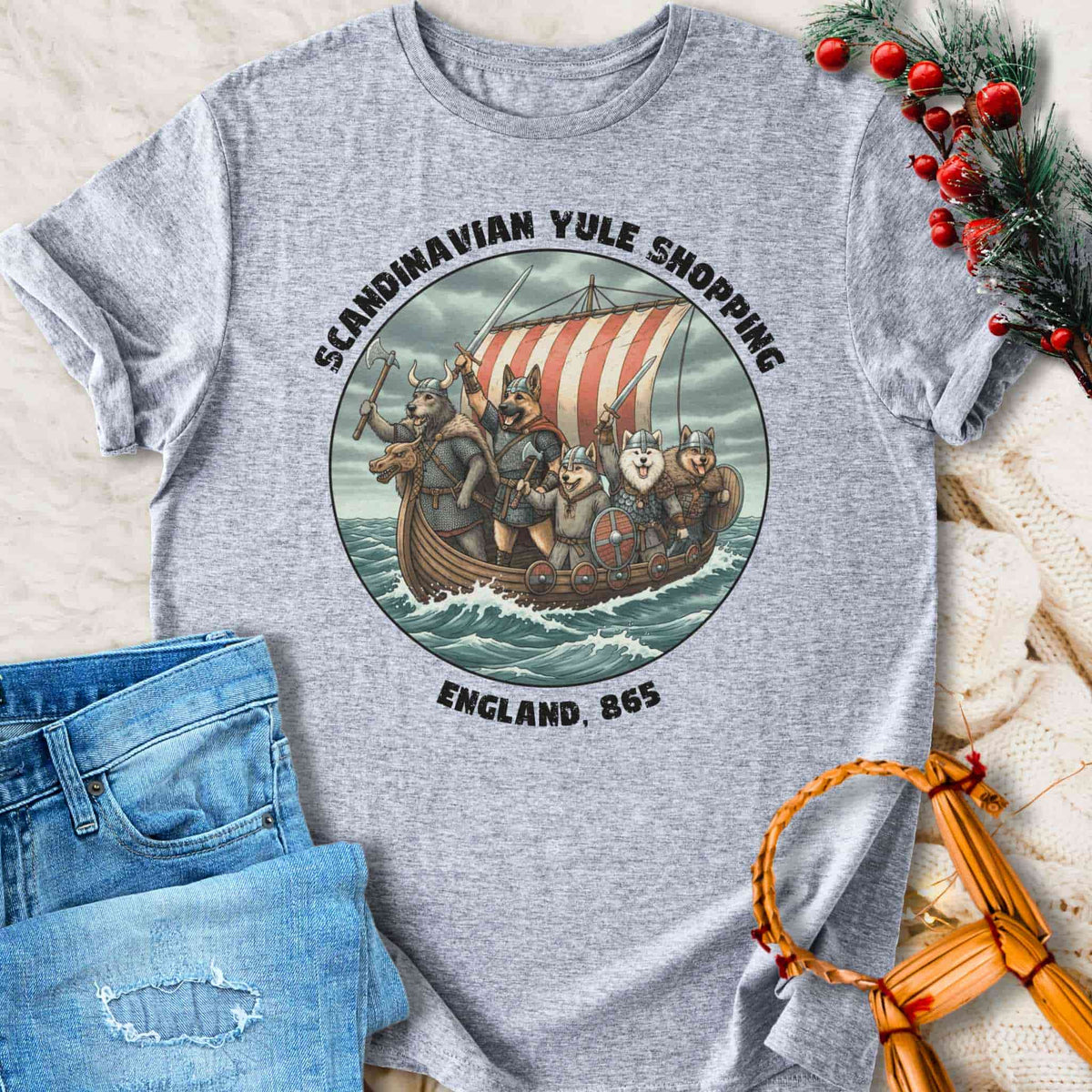 T-Shirt Scandinavian Yule Shopping - Funny Viking Yule T-shirt Unisex Sizes S-2XL Funny Shirt Gift