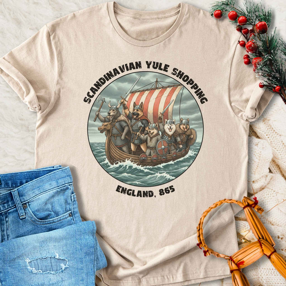 T-Shirt Scandinavian Yule Shopping - Funny Viking Yule T-shirt Unisex Sizes S-2XL Funny Shirt Gift