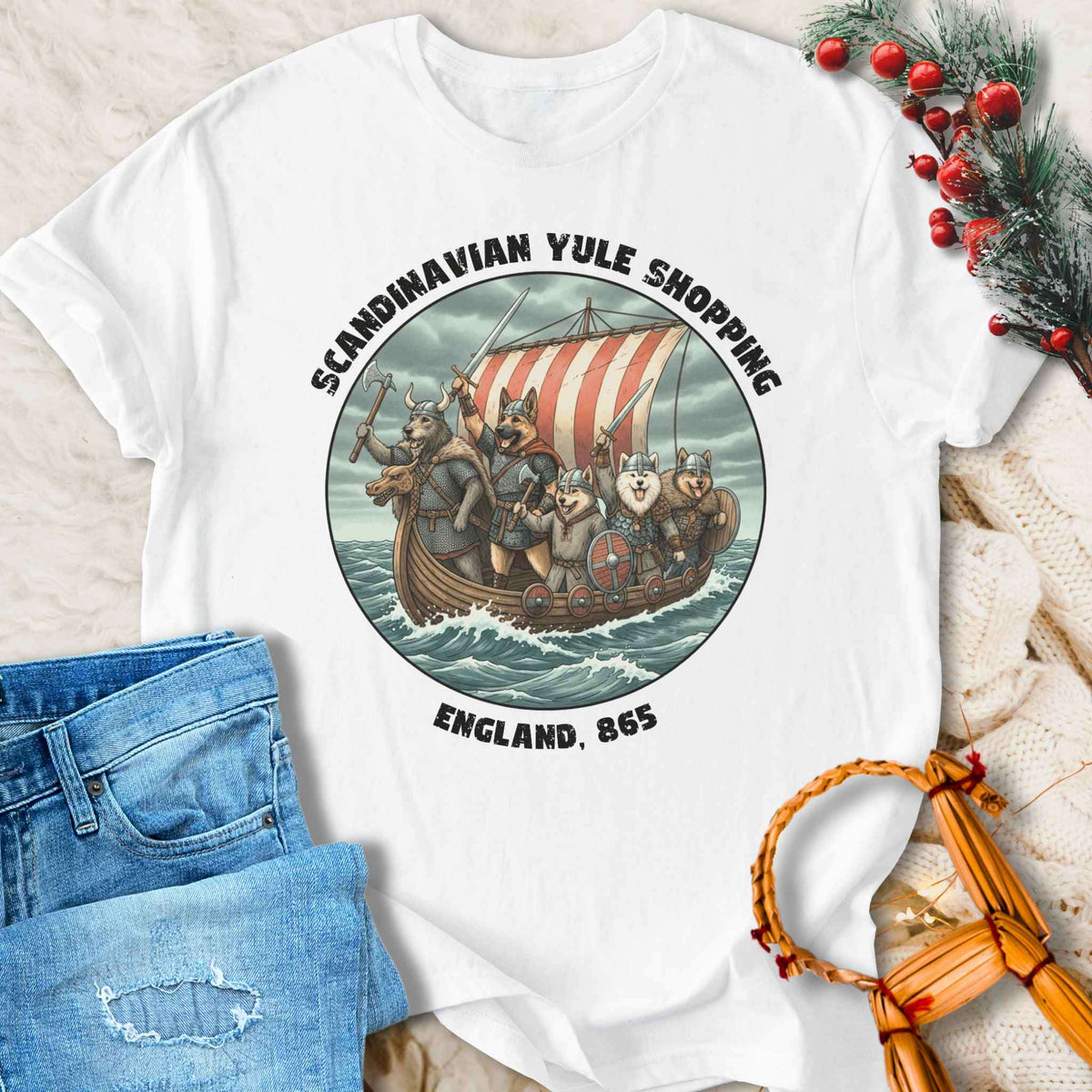 T-Shirt Scandinavian Yule Shopping - Funny Viking Yule T-shirt Unisex Sizes S-2XL Funny Shirt Gift