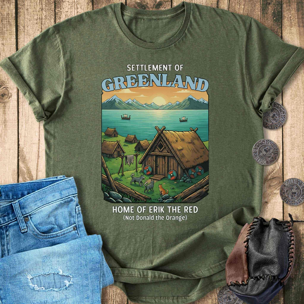 T-Shirt Settlement of Greenland, Home of Erik the Red - Trump Greenland T-shirt Unisex Sizes S-2XL Funny Shirt Gift
