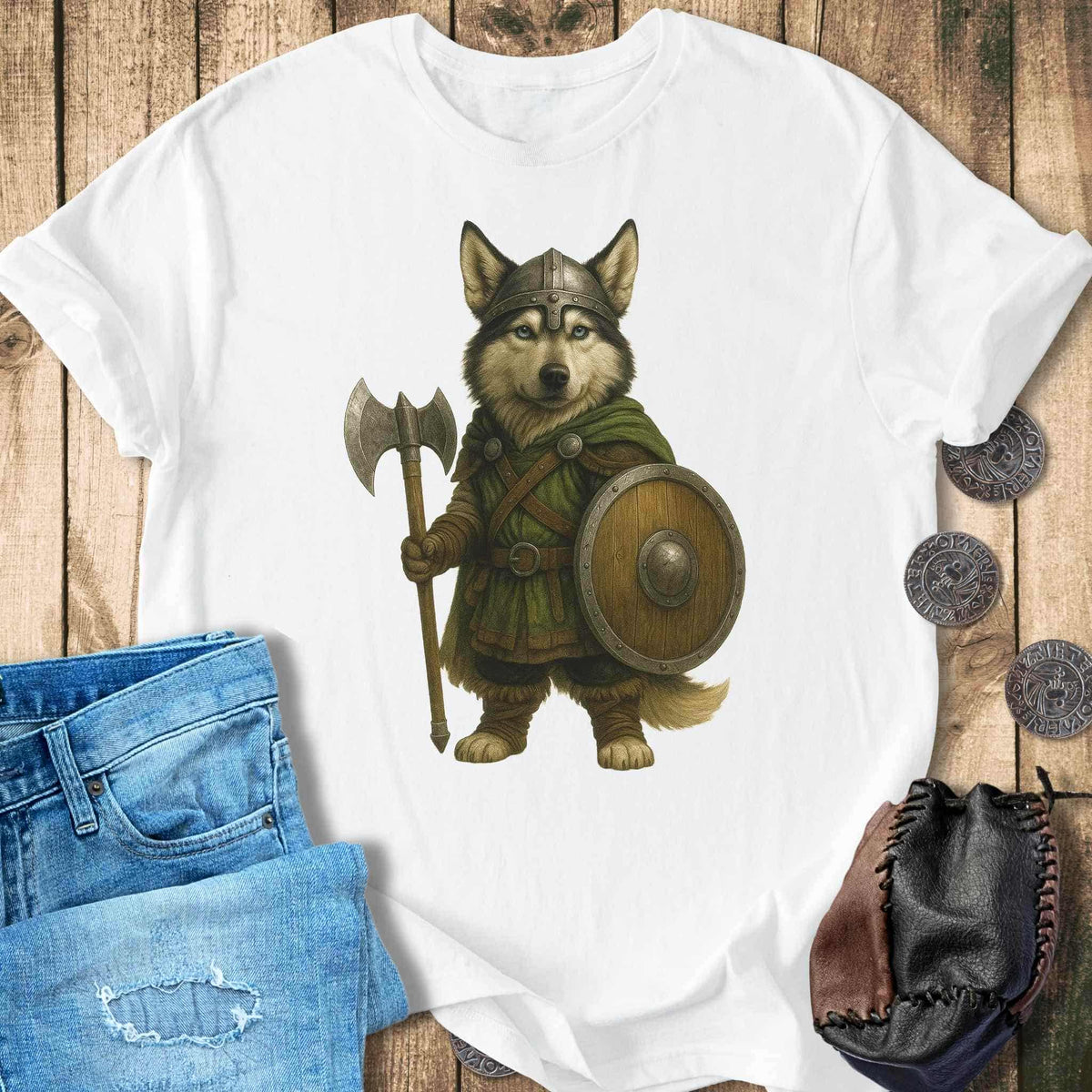 T-Shirt Siberian Husky - Viking Soldier T-shirt Unisex Sizes S-2XL Funny Shirt Gift