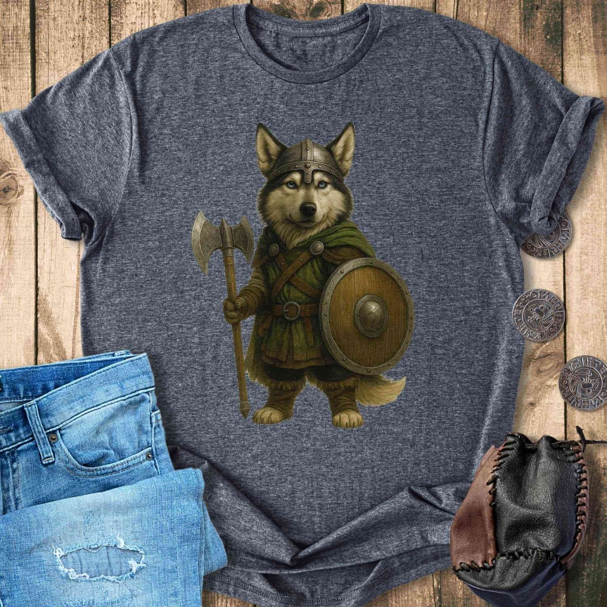 T-Shirt Siberian Husky - Viking Soldier T-shirt Unisex Sizes S-2XL Funny Shirt Gift