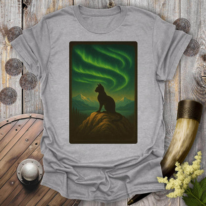 T-Shirt Sport Grey / S Black Cat & Northern Lights T-shirt