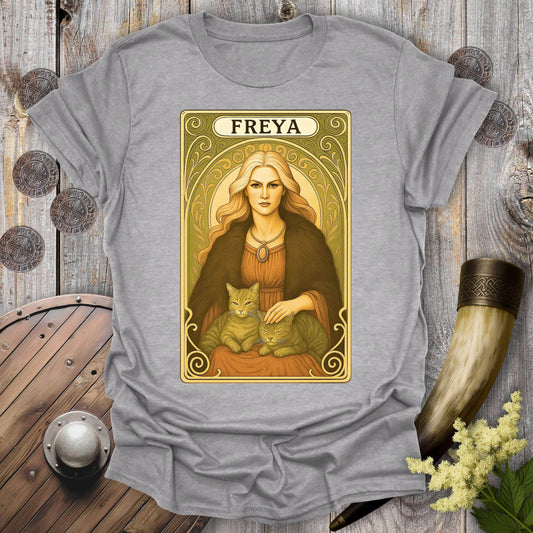 T-Shirt Sport Grey / S Freya with Cats Tarot Card T-Shirt