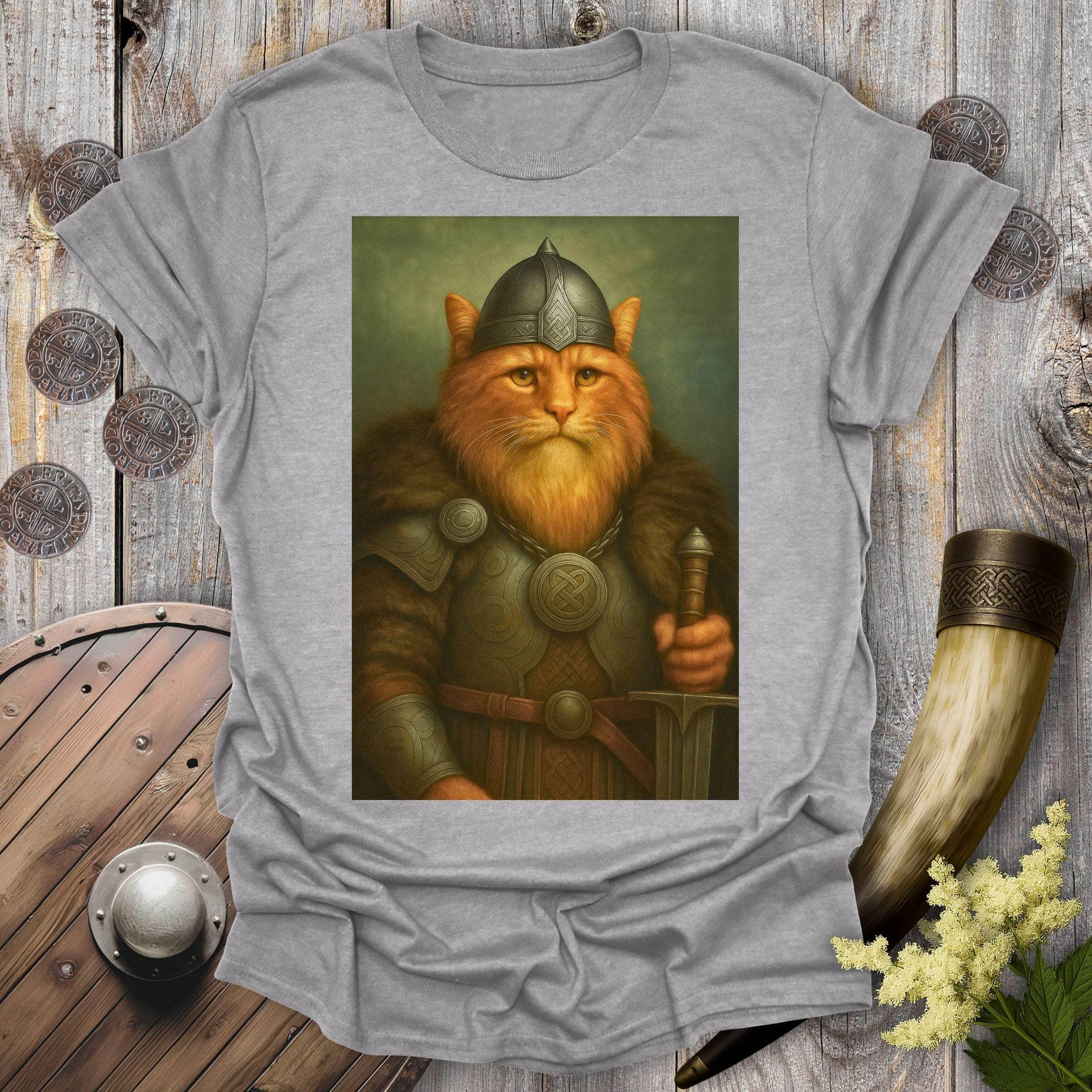 T-Shirt Sport Grey / S Orange Viking Cat Portrait T-Shirt