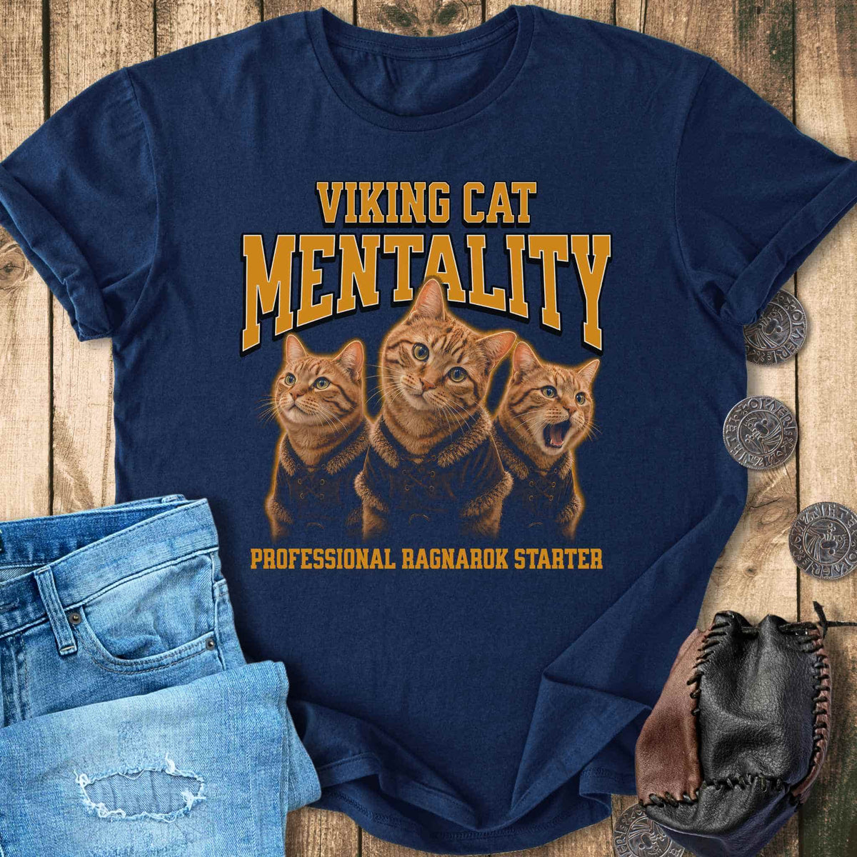 T-Shirt Viking Cat Mentality - Ragnarok Starter Bootleg T-shirt NEW! Unisex Sizes S-2XL Funny Shirt Gift