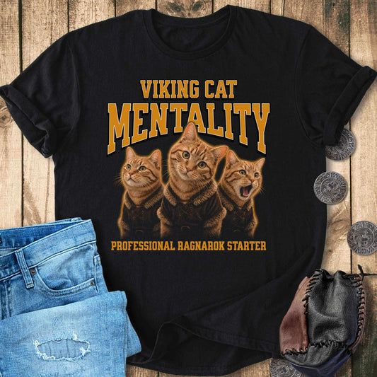 T-Shirt Viking Cat Mentality - Ragnarok Starter Bootleg T-shirt NEW! Unisex Sizes S-2XL Funny Shirt Gift