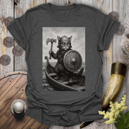 T-Shirt Viking Cat on a Longship T-shirt