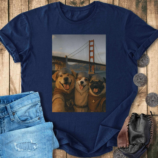 T-Shirt Viking Dogs Retro Selfie Photo Style - Golden Gate Bridge T-shirt Unisex Sizes S-2XL Funny Shirt Gift