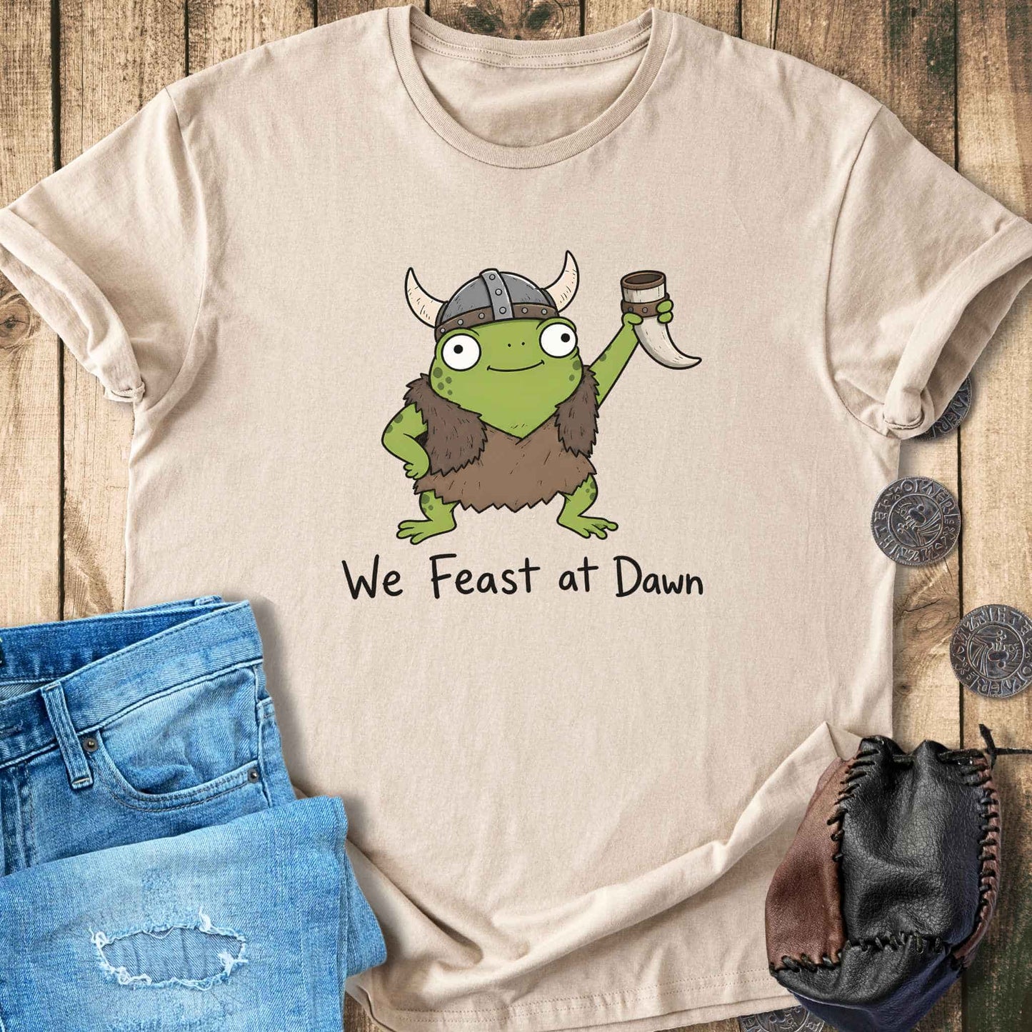 T-Shirt We Feast at Dawn - Funny Viking Frog T-shirt Unisex Sizes S-2XL Funny Shirt Gift