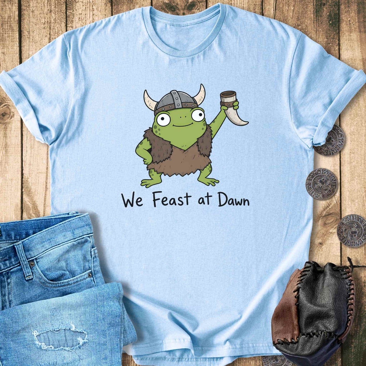 T-Shirt We Feast at Dawn - Funny Viking Frog T-shirt Unisex Sizes S-2XL Funny Shirt Gift