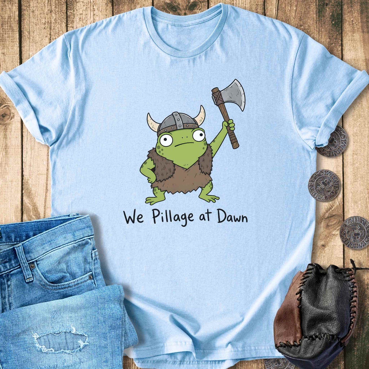 T-Shirt We Pillage at Dawn - Funny Viking Frog T-shirt NEW! Unisex Sizes S-2XL Funny Shirt Gift