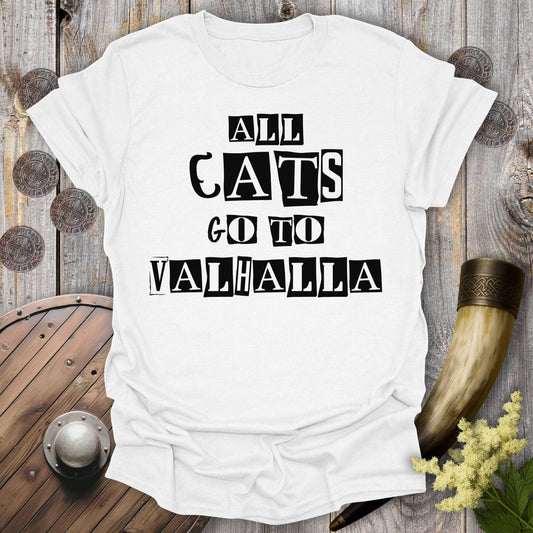 T-Shirt White / S All Cats Go To Valhalla Viking T-Shirt