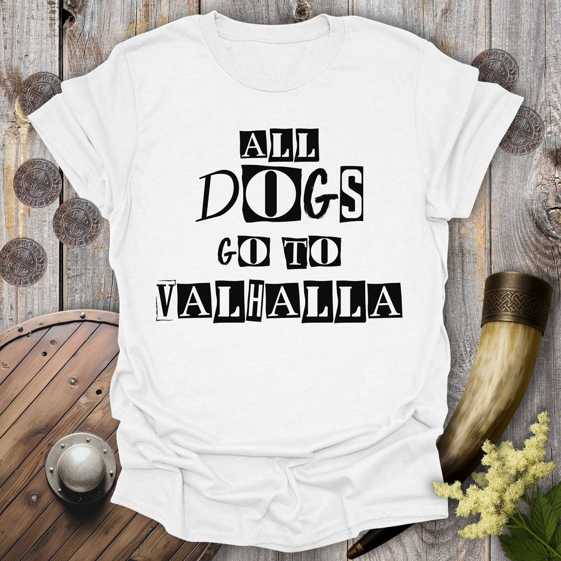 T-Shirt White / S All Dogs Go To Valhalla Viking T-Shirt
