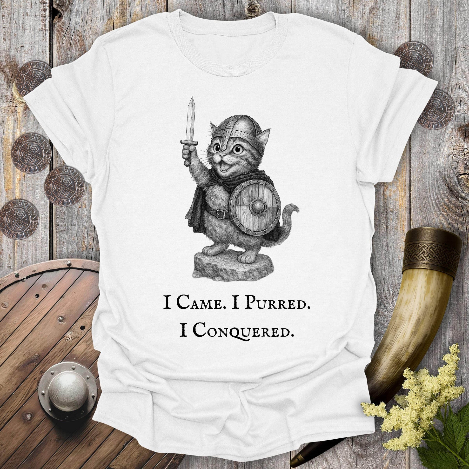 T-Shirt White / S I Came, I Purred, I Conquered Cat T-shirt