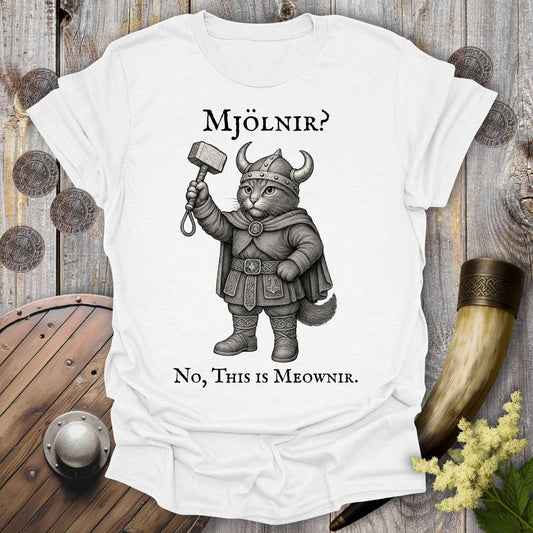 T-Shirt White / S Mjölnir? No, This is Meownir Viking Cat T-shirt