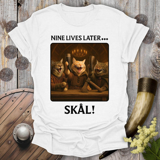T-Shirt White / S Nine Lives Later Valhalla Cat T-Shirt