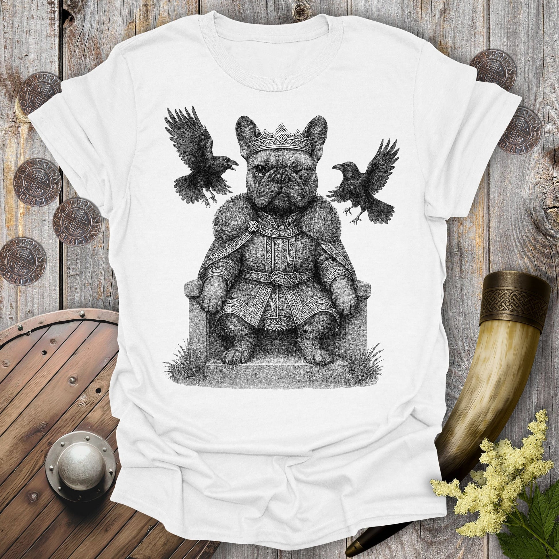T-Shirt White / S Odin the Bulldog Norse God T-Shirt