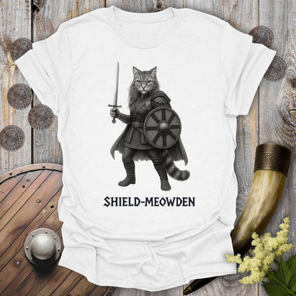T-Shirt White / S Shield-Meowden Viking Cat T-Shirt