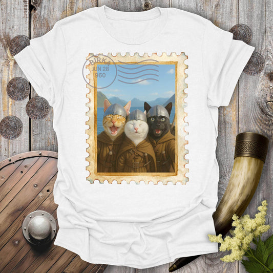 T-Shirt White / S Viking Selfie Cats on a Longship T-Shirt