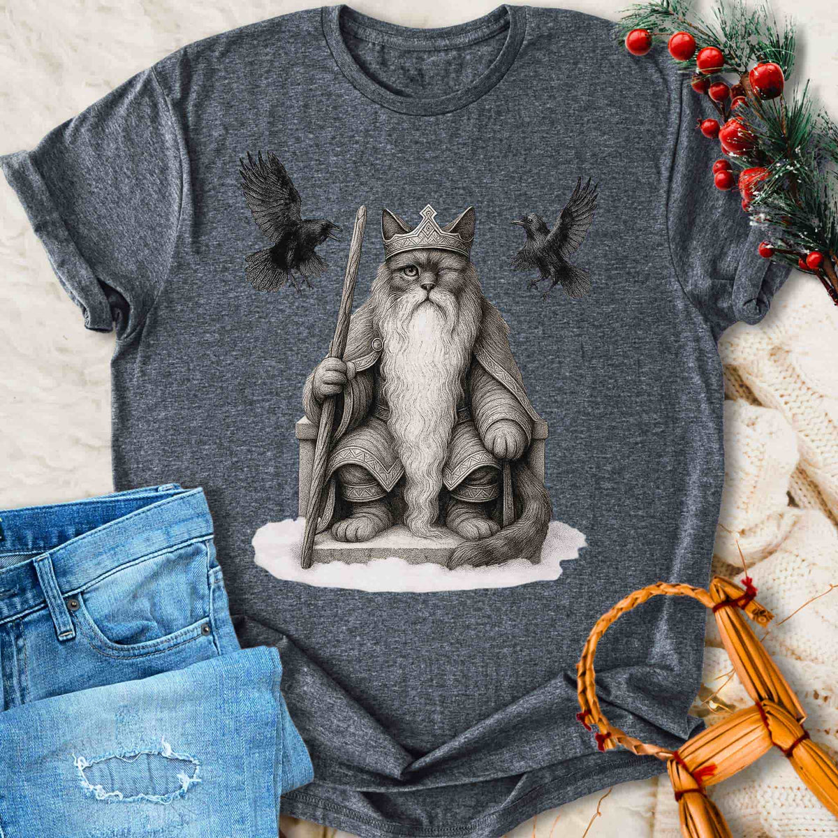 T-Shirt Yule Father Odin - Norse Mythology Cat T-shirt Unisex Sizes S-2XL Funny Shirt Gift