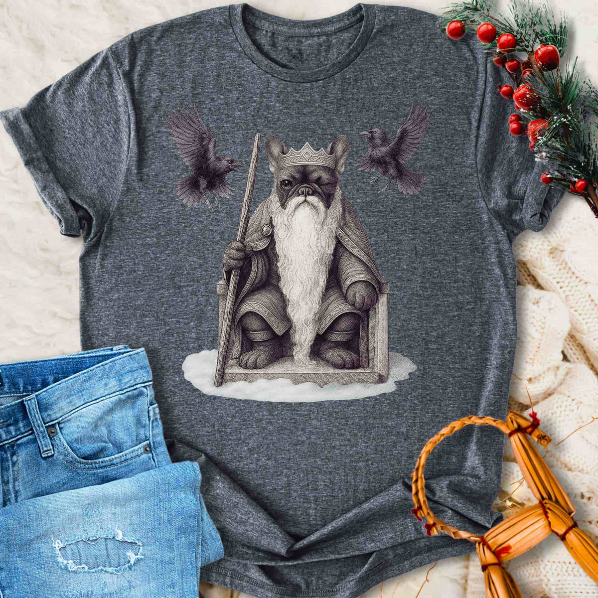 T-Shirt Yule Father Odin - Norse Mythology French Bulldog T-shirt Unisex Sizes S-2XL Funny Shirt Gift