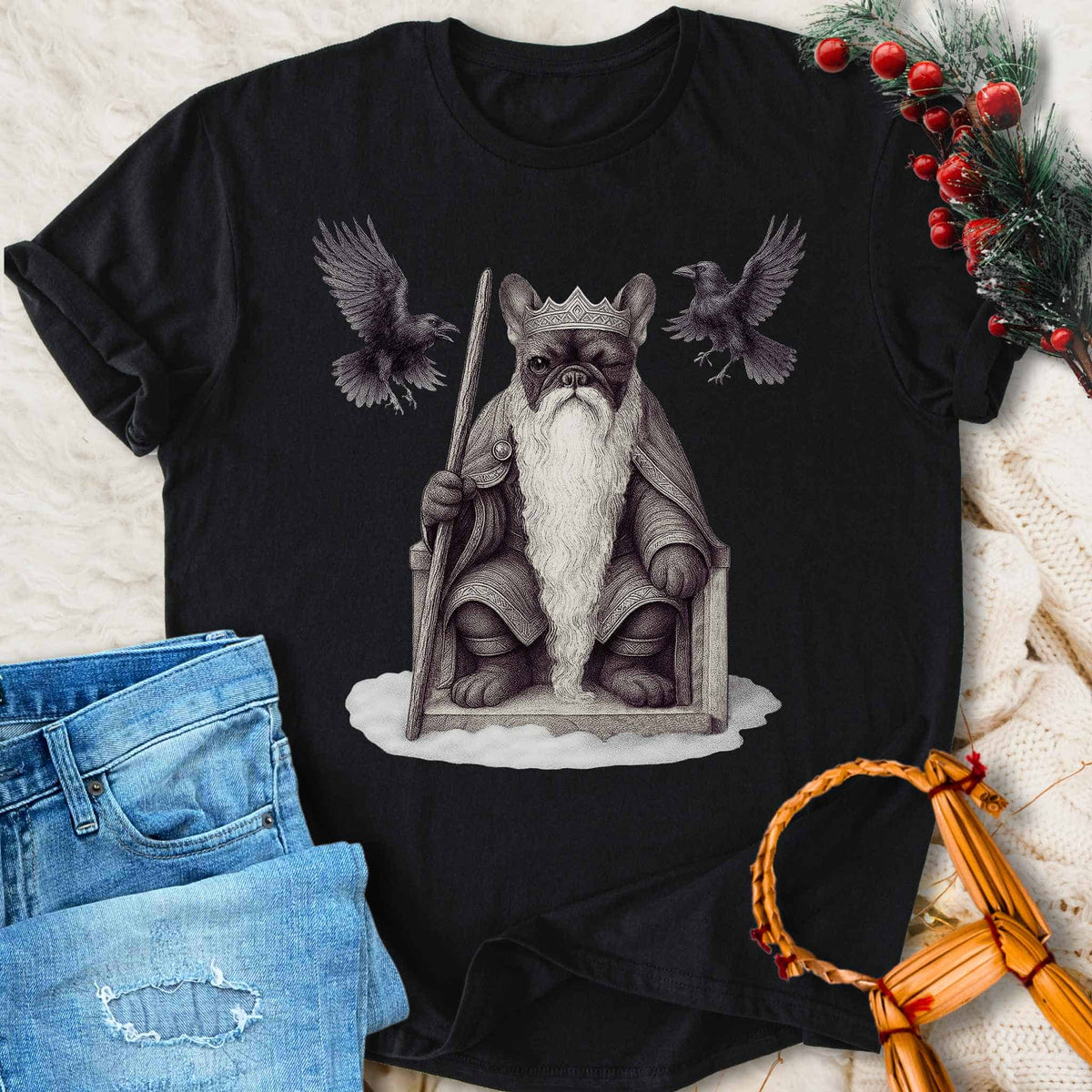 T-Shirt Yule Father Odin - Norse Mythology French Bulldog T-shirt Unisex Sizes S-2XL Funny Shirt Gift