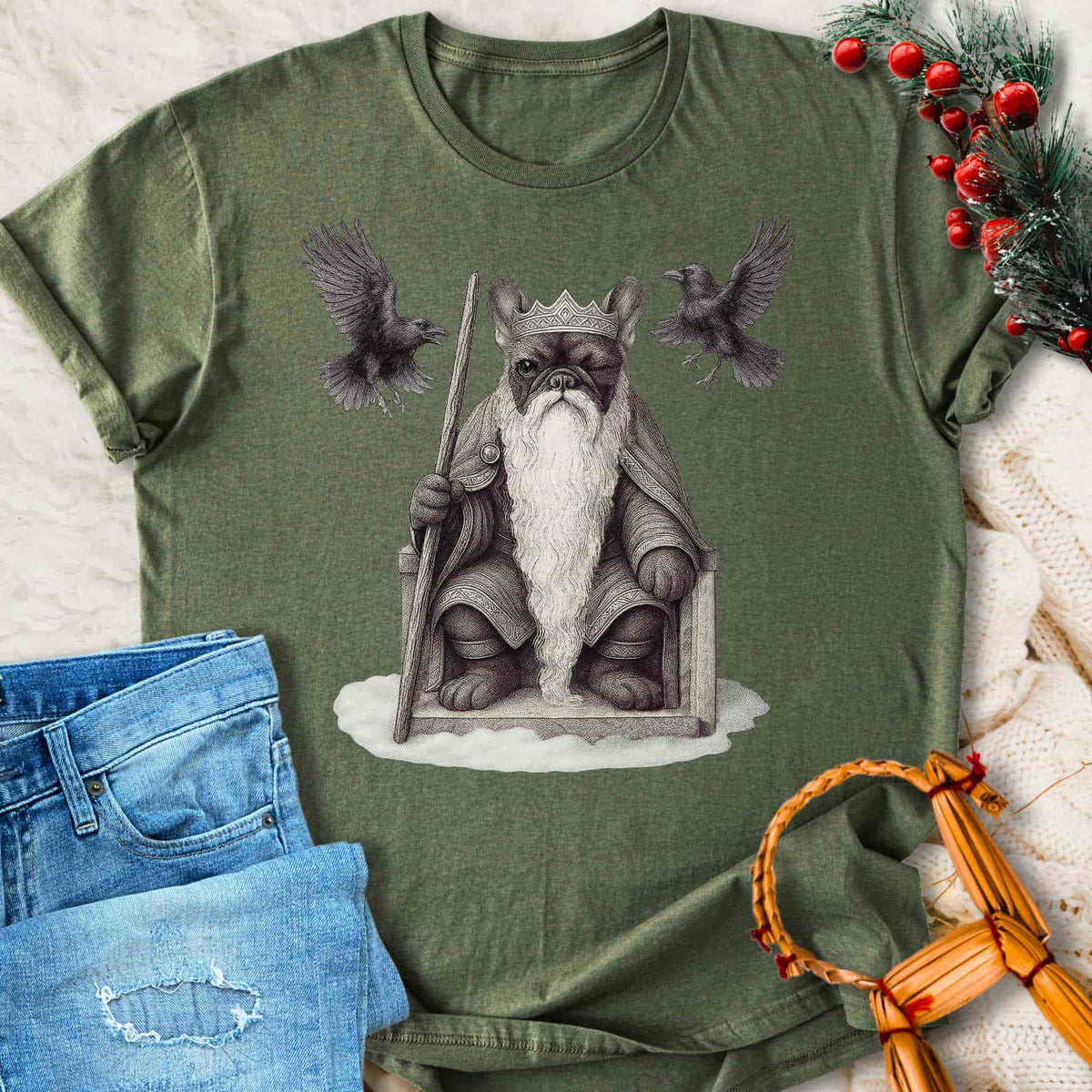 T-Shirt Yule Father Odin - Norse Mythology French Bulldog T-shirt Unisex Sizes S-2XL Funny Shirt Gift