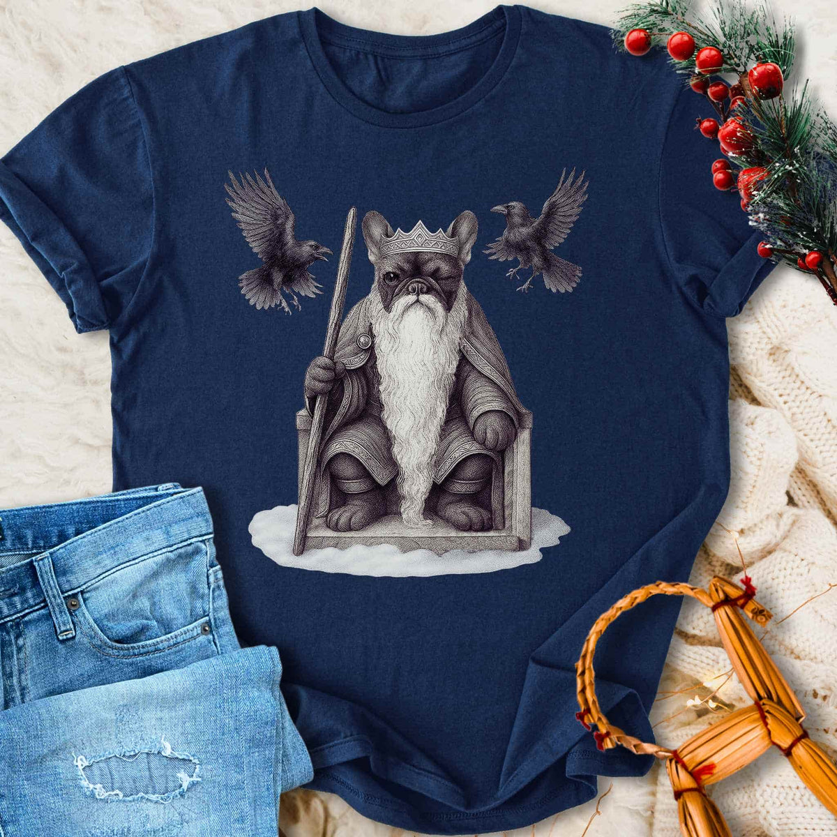 T-Shirt Yule Father Odin - Norse Mythology French Bulldog T-shirt Unisex Sizes S-2XL Funny Shirt Gift